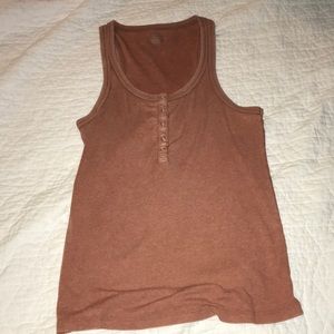 Rust henley racer back tank top